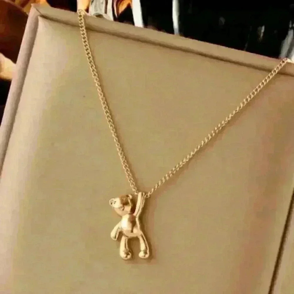 Teddy Bear Pendant with 18k gold filled Necklace